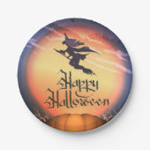 Halloween Flying Witch Papieren Bordje (Voorkant)