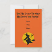 Halloween Flying Witch Party Uitnodiging (Achterkant)