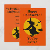 Halloween Flying Witch Party Uitnodiging (Voorkant / Achterkant)