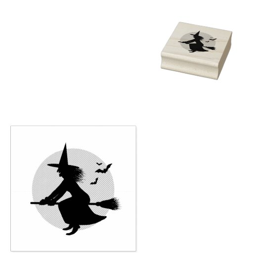 Halloween Flying Witch Rubber Stamp Rubberstempel (Gestempeld)
