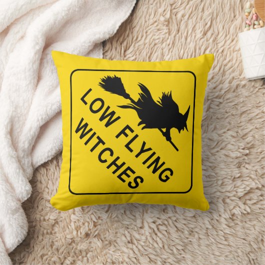 Halloween Flying Witch Sign Kussen (Deken)