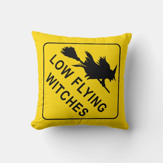 Halloween Flying Witch Sign Kussen (Voorkant)