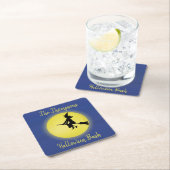 Halloween Flying Witch Silhouet in het maanlicht Kartonnen Onderzetters (Insitu)