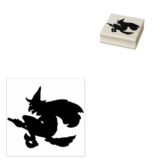 Halloween Flying Witch Stamp Rubberstempel (Gestempeld)