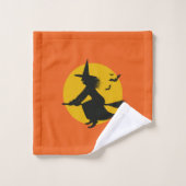 Halloween Flying Witch Towels Bad Handdoek (Wasdoekje)