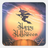Halloween Flying Witch Vierkante Sticker (Voorkant)