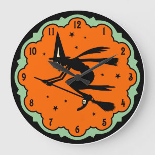 Halloween Flying Witch Wall Clock Grote Klok