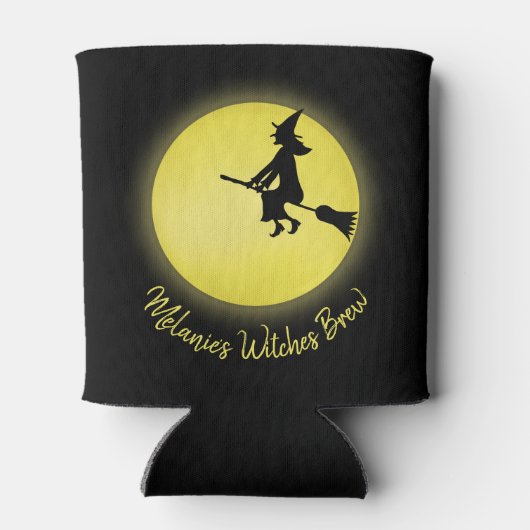 Halloween Flying Witch Whimsical Full Moon Blikjeskoeler (Achterkant)