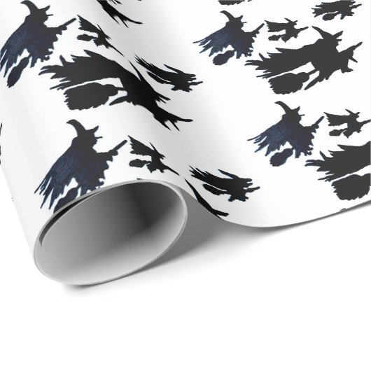 HALLOWEEN FLYING WITCHES wrapping paper Cadeaupapier (Rol Hoek)