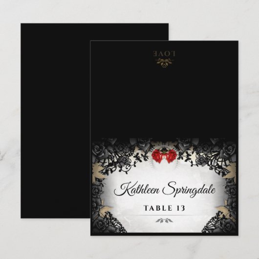 Halloween FOLDING Black Roos Print Names Briefkaar Briefkaart (Voorkant / Achterkant)