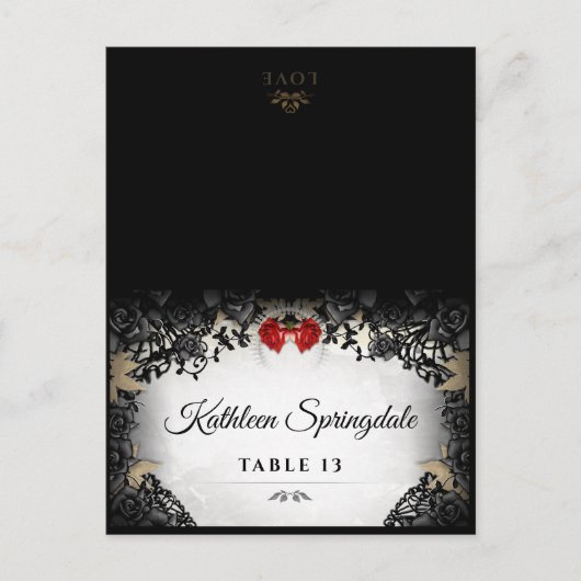 Halloween FOLDING Black Roos Print Names Briefkaar Briefkaart (Voorkant)