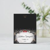 Halloween FOLDING Black Roos Print Names Briefkaar Briefkaart (Staand voorkant)