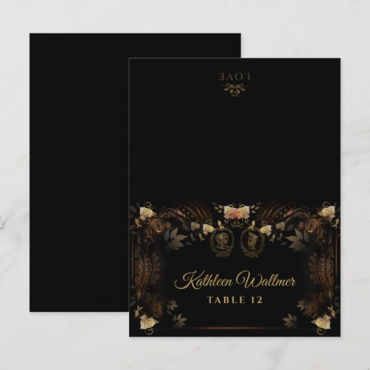 Halloween FOLDING Golden Skeleton Names Briefkaart (Voorkant / Achterkant)