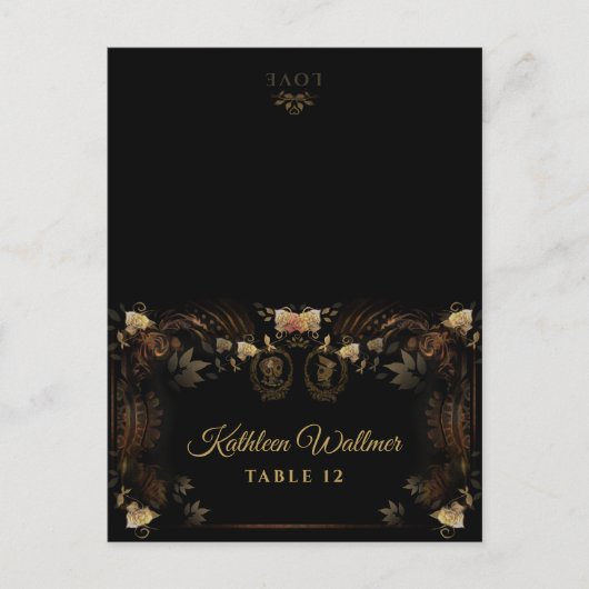 Halloween FOLDING Golden Skeleton Names Briefkaart (Voorkant)