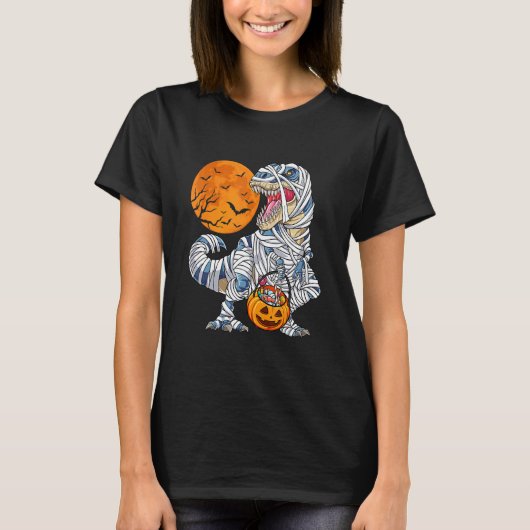 Halloween  For Boys Men Dinosaur Rex Mummy Pumpkin T-shirt (Voorkant)