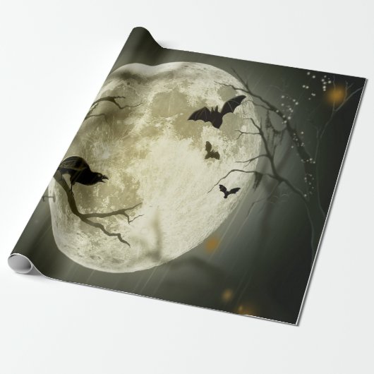 Halloween Forest, Bats, Landscape Cadeaupapier (Uitgerold)