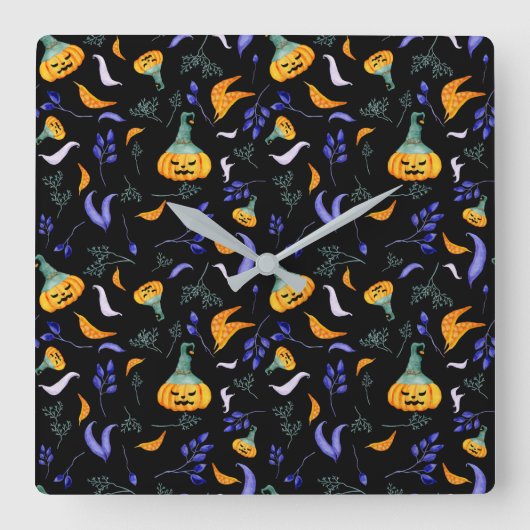Halloween Forest Wall Clock Vierkante Klok (Voorkant)
