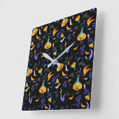 Halloween Forest Wall Clock Vierkante Klok (Hoek)