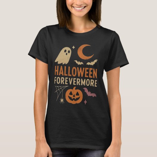 Halloween Forevermore | Ghost, Pumpkin & Bats T-shirt (Voorkant)