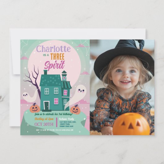 Halloween Foto 3rd Ghosts House Party Achtervolgd Kaart (Voorkant)