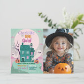 Halloween Foto 3rd Ghosts House Party Achtervolgd Kaart (Staand voorkant)