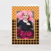 Halloween Foto Lijst Plaid en Stippen Kaart (Voorkant)