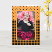 Halloween Foto Lijst Plaid en Stippen Kaart (Gele Bloem)