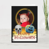 Halloween Foto Lijst Skeleton en Jack o'Lantern Kaart (Voorkant)