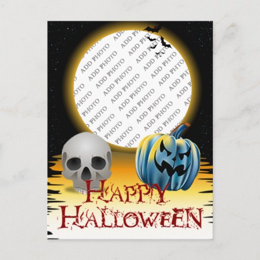 Halloween Foto Lijst Skull en Jack o' Lantern Briefkaart (Voorkant)