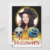 Halloween Foto Lijst Skull en Jack o' Lantern Kaart (Voorkant)