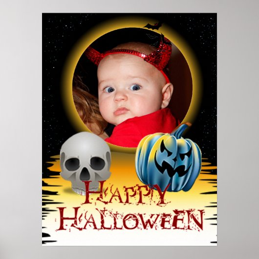 Halloween Foto Lijst Skull en Jack o' Lantern Poster (Voorkant)