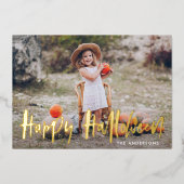 Halloween-foto met handschrift folie feestdagenkaart (Voorkant)