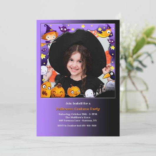 Halloween foto uitnodiging (Staand voorkant)