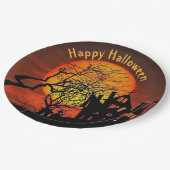 Halloween, foto van volle maan papieren bordje (Gekanteld)