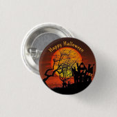 Halloween, foto van volle maan ronde button 3,2 cm (Voorkant /achterkant)