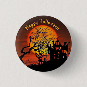 Halloween, foto van volle maan ronde button 3,2 cm