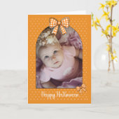 Halloween Fotoboog Sinaasappel Gingham Bow Polka D Kaart (Gele Bloem)