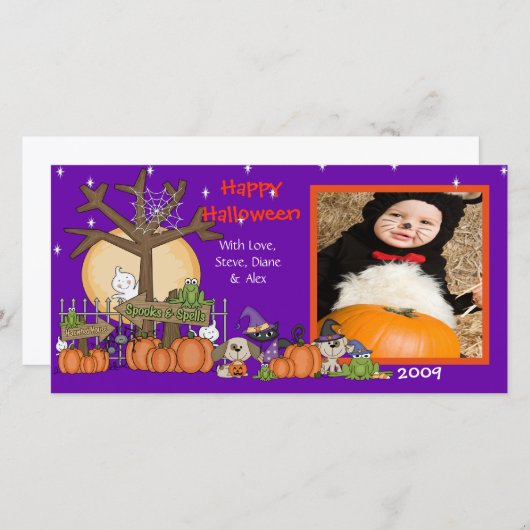 Halloween-fotokaart (Voorkant / Achterkant)