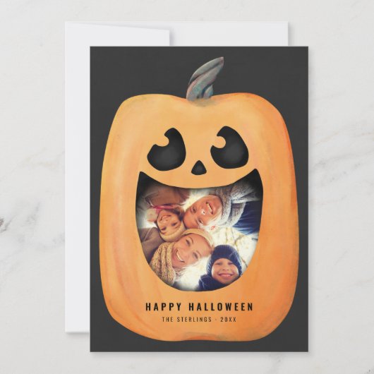 Halloween fotokaart met Jack O lantaarn pompoen Kaart (Voorkant)