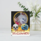 Halloween Fotolijst Schedel en Jack o' Lantern Briefkaart (Staand voorkant)