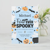 Halloween Four Ever Spooky 4de Verjaardagsfeestje Kaart (Staand voorkant)