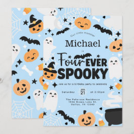 Halloween Four Ever Spooky 4de Verjaardagsfeestje Kaart
