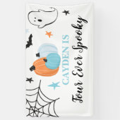 Halloween Four Ever Spooky pompoenen 4e Verjaardag Spandoek (Verticaal)