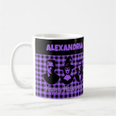 Halloween Frankenstein Heks Vampier Paars Plaid Koffiemok (Links)