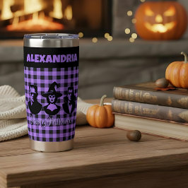 Halloween Frankenstein Heks Vampier Paarse Plaid Geïsoleerde Drinkbeker