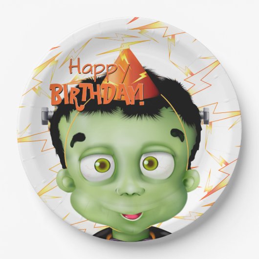 Halloween Frankenstein Monster Kids Birthday Party Papieren Bordje (Voorkant)
