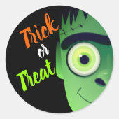 Halloween Frankenstein Monster Trick or treat Ronde Sticker (Voorkant)