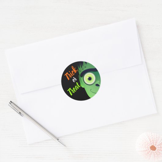 Halloween Frankenstein Monster Trick or treat Ronde Sticker (Envelop)