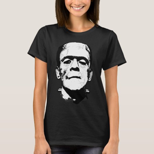Halloween Frankenstein Monster Zwart-wit T-shirt (Voorkant)