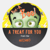Halloween Frankenstein Peek A Boo Snoep Bag Label (Voorkant)